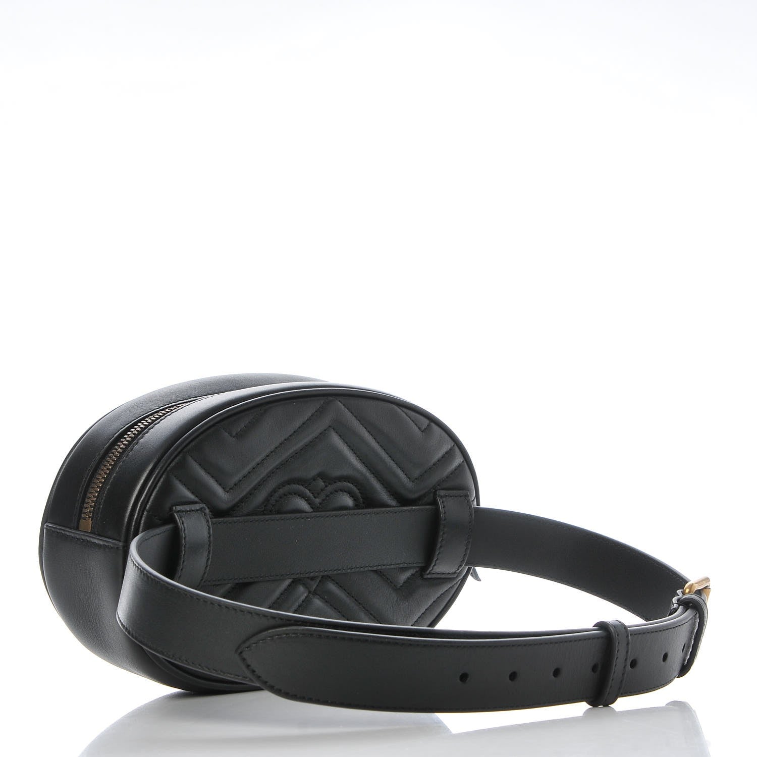 Gucci Calfskin Matelasse GG Marmont Belt Bag 85 34 Black 3 of 7