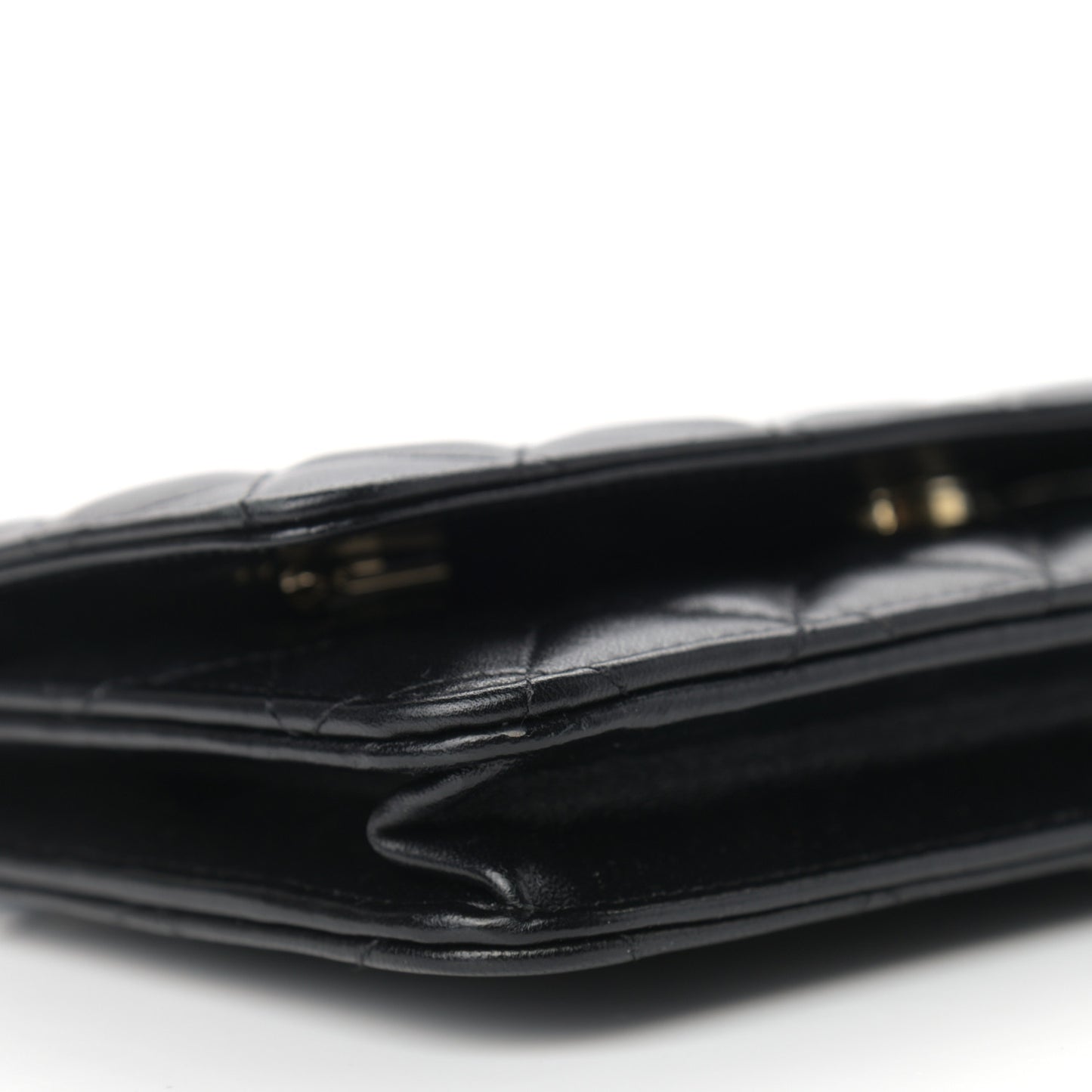 Lambskin Quilted Coco Bow Wallet On Chain WOC Black
