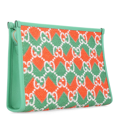 Gucci Raffia GG Monogram Miami Case Green Orange 3 of 10