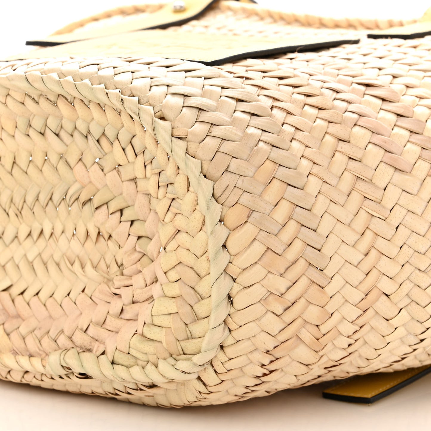 Raffia Small Basket Tote Bag Natural Yellow