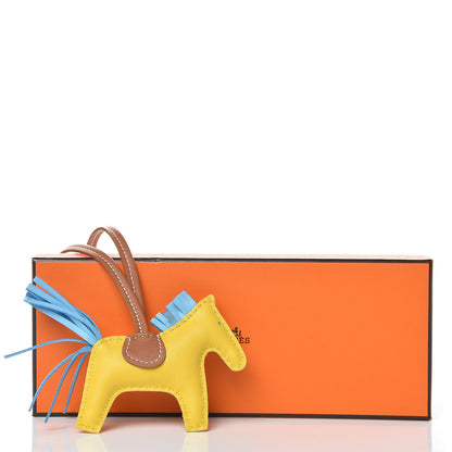 Hermes Milo Lambskin Grigri Rodeo Horse Bag Charm PM Jaune de Naples Celeste Gold 3 of 3