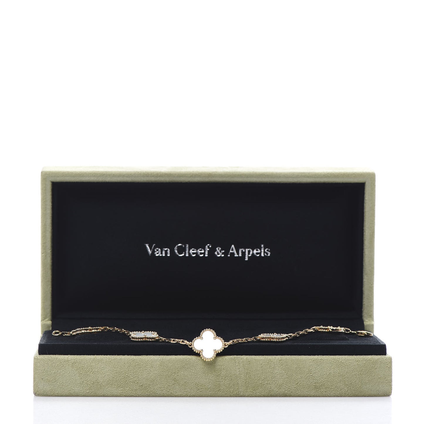 18K Yellow Gold Mother of Pearl 5 Motifs Vintage Alhambra Bracelet