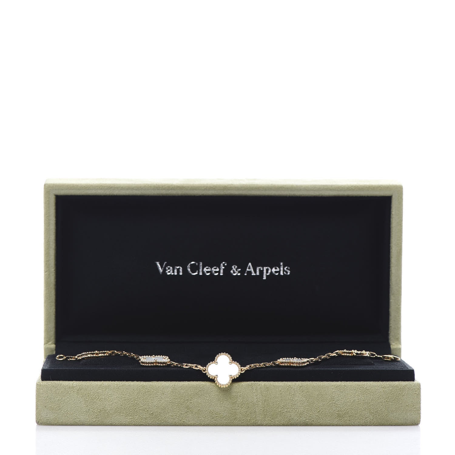 Van Cleef & Arpels 18K Yellow Gold Mother of Pearl 5 Motifs Vintage Alhambra Bracelet 6 of 6
