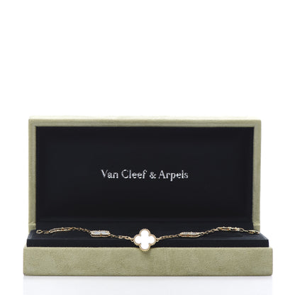 Van Cleef & Arpels 18K Yellow Gold Mother of Pearl 5 Motifs Vintage Alhambra Bracelet 6 of 6