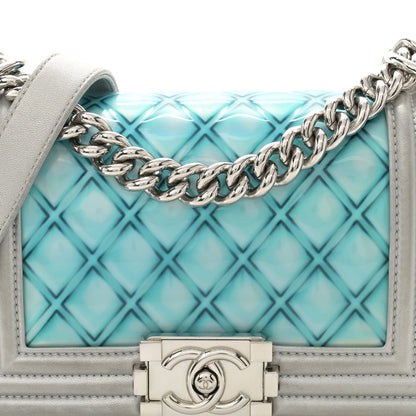 Chanel Iridescent Patent Calfskin PVC Quilted Small Boy Flap Blue 8 of 11