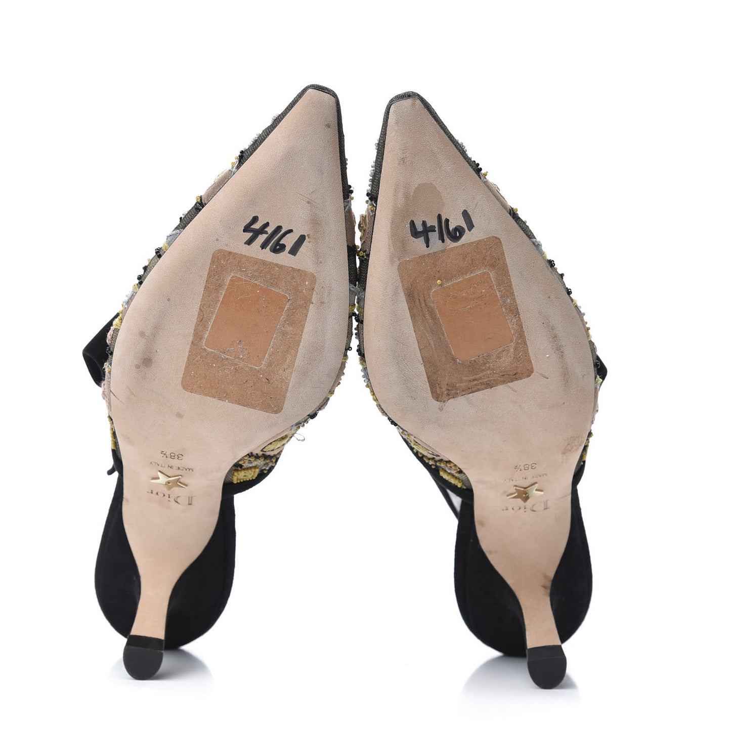 Embroidered Calfskin Beaded Sweet D Sling-Back Pumps 38.5 Multicolor