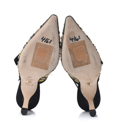 Christian Dior Embroidered Calfskin Beaded Sweet D Sling-Back Pumps 38.5 Multicolor 6 of 9