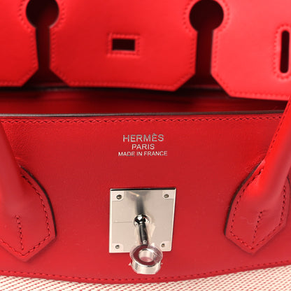 Hermes Swift Twill H Fray Fray Birkin 35 Rouge de Coeur Ecru 6 of 11