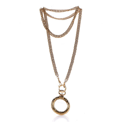Chanel CC Quilted Loupe Chain Necklace Gold 3 of 6
