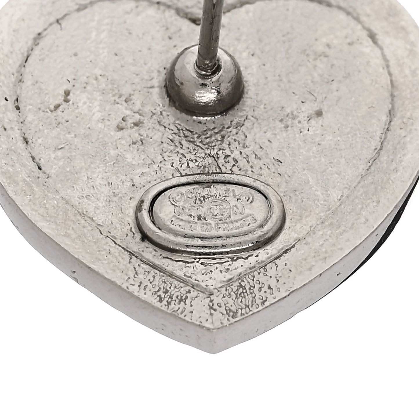 Resin Crystal Glitter CC Heart Stud Earrings Silver Black Pink