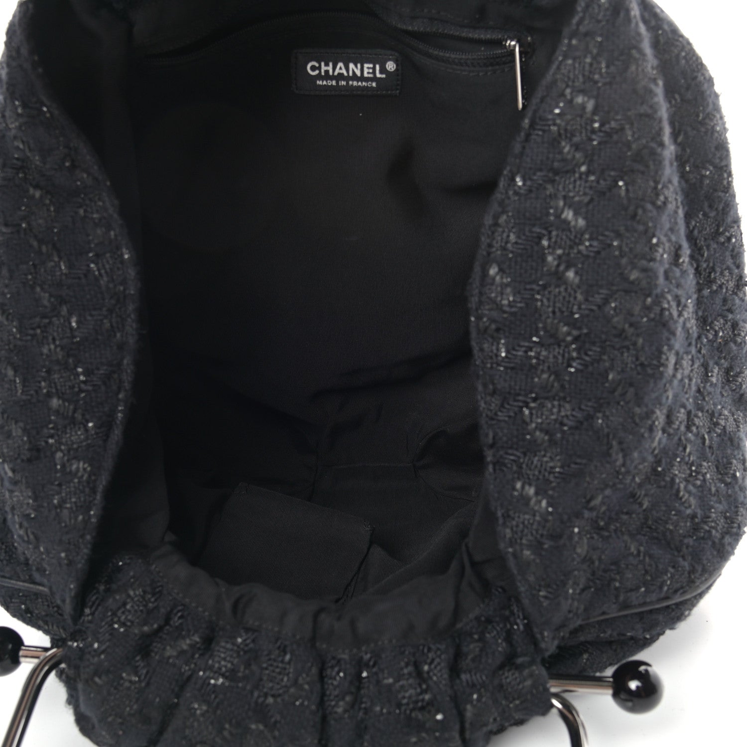 Chanel Tweed Boucle Knitting Bag Black 5 of 10