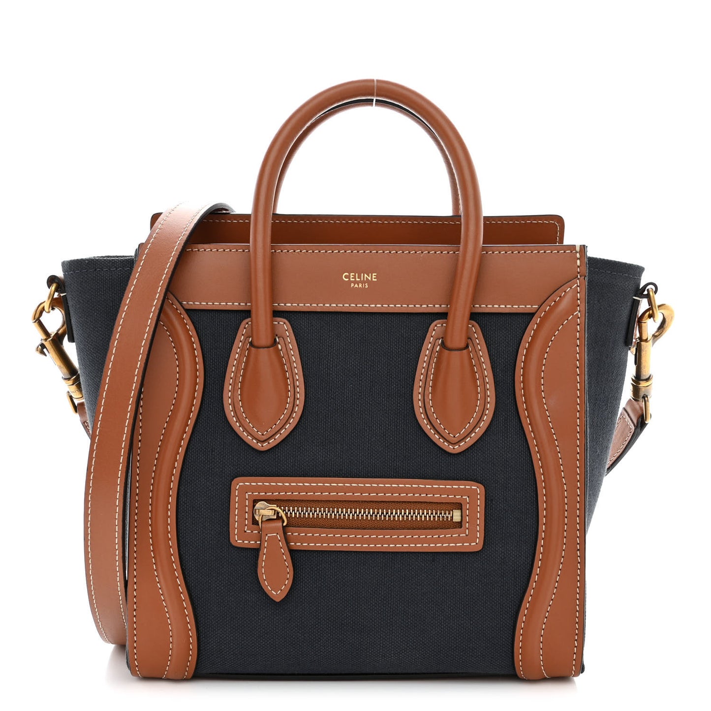 Canvas Smooth Calfskin Nano Luggage Marine Tan