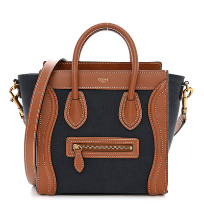 Celine Canvas Smooth Calfskin Nano Luggage Marine Tan 1 of 10