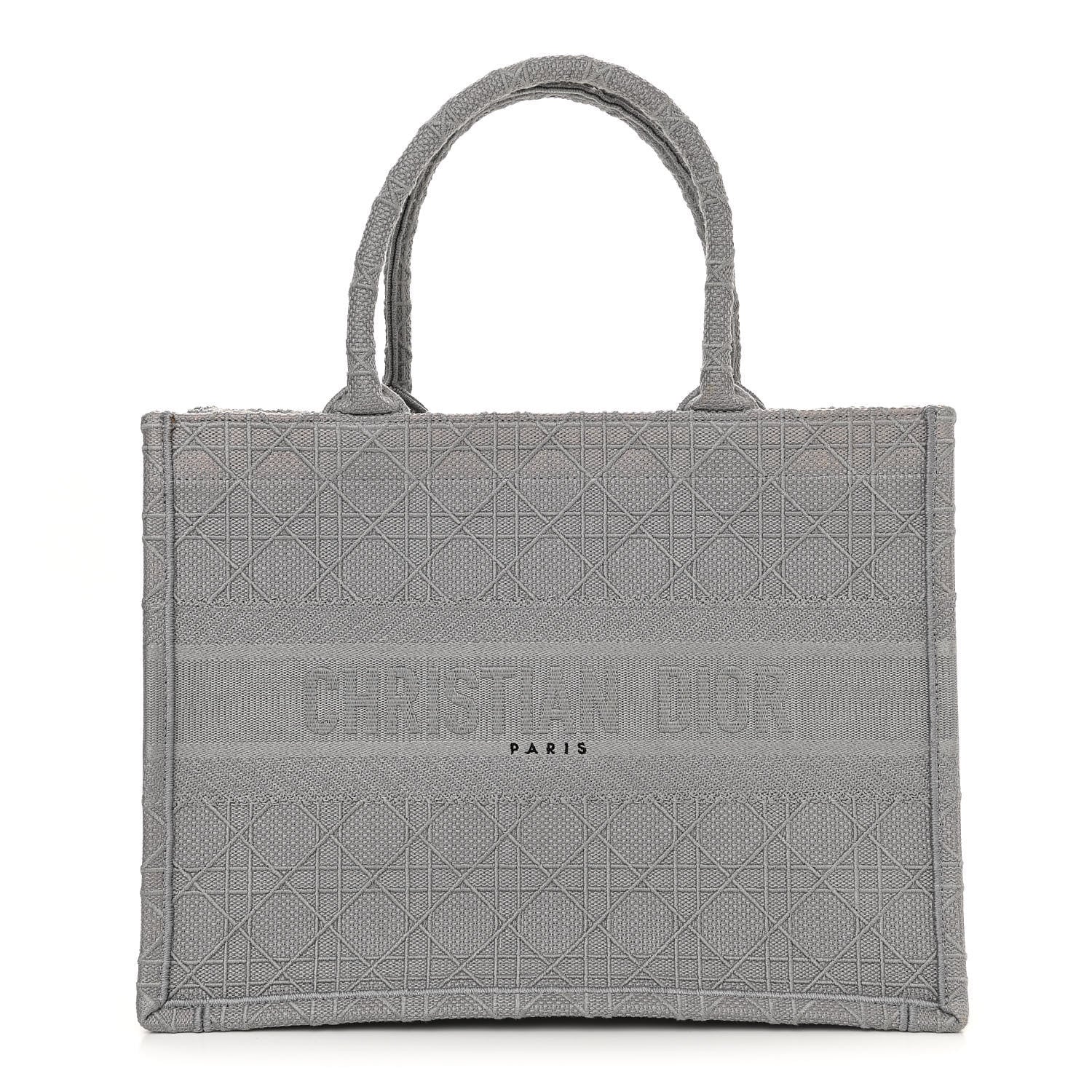 Christian Dior Canvas Embroidered Cannage Medium Book Tote Stone 1 of 13