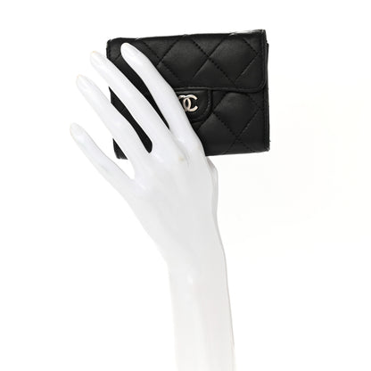 Chanel Lambskin Quilted Flap Card Holder Wallet Black 2 of 10