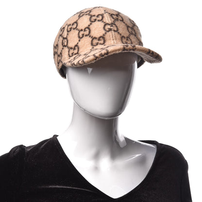 Gucci Covered Wool GG Monogram Baseball Hat XL Beige Ebony 2 of 7