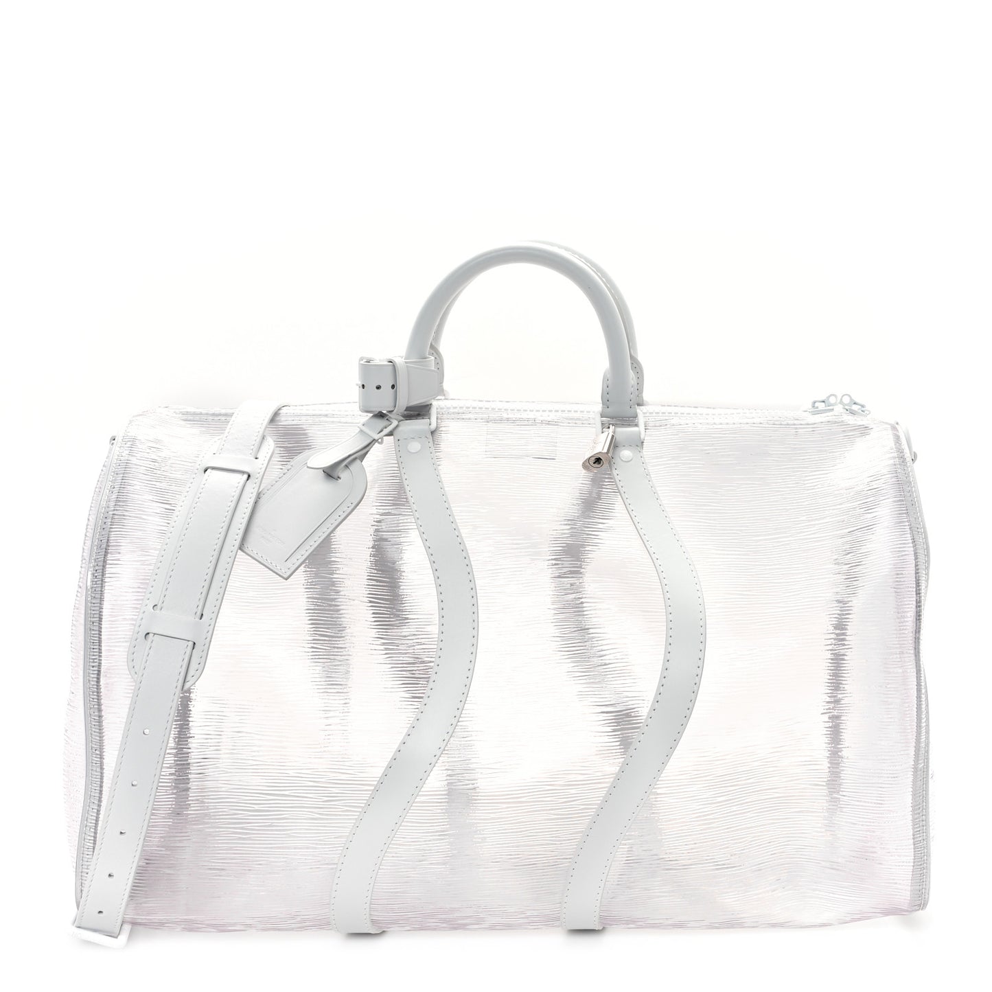 PVC Epi Embossed Wavy Keepall Bandouliere 50 White
