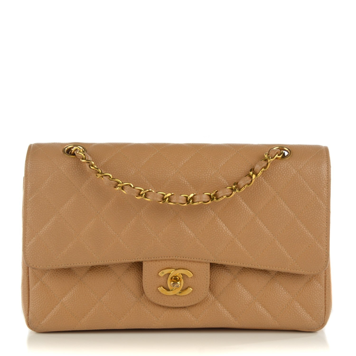 Chanel Caviar Quilted Medium Double Flap Beige 1 of 10