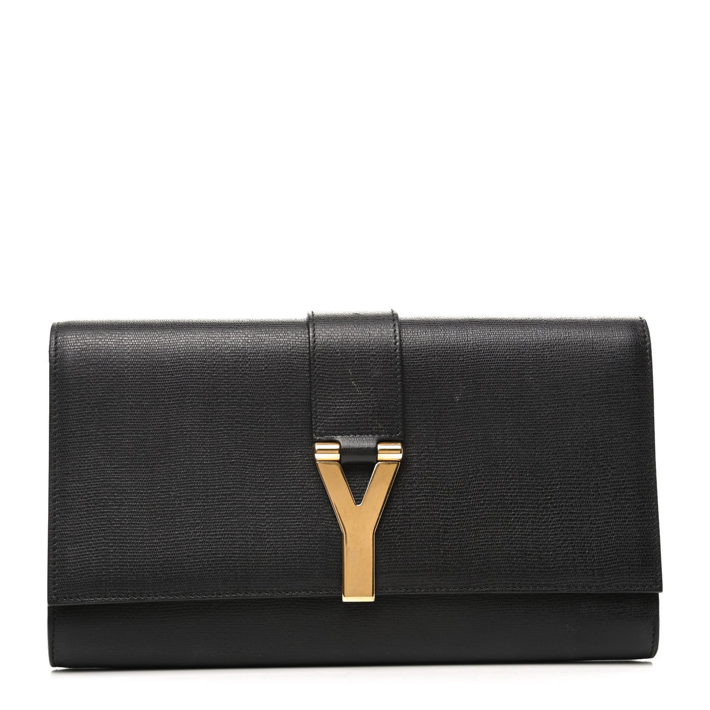 Textured Calfskin Y Ligne Clutch Black