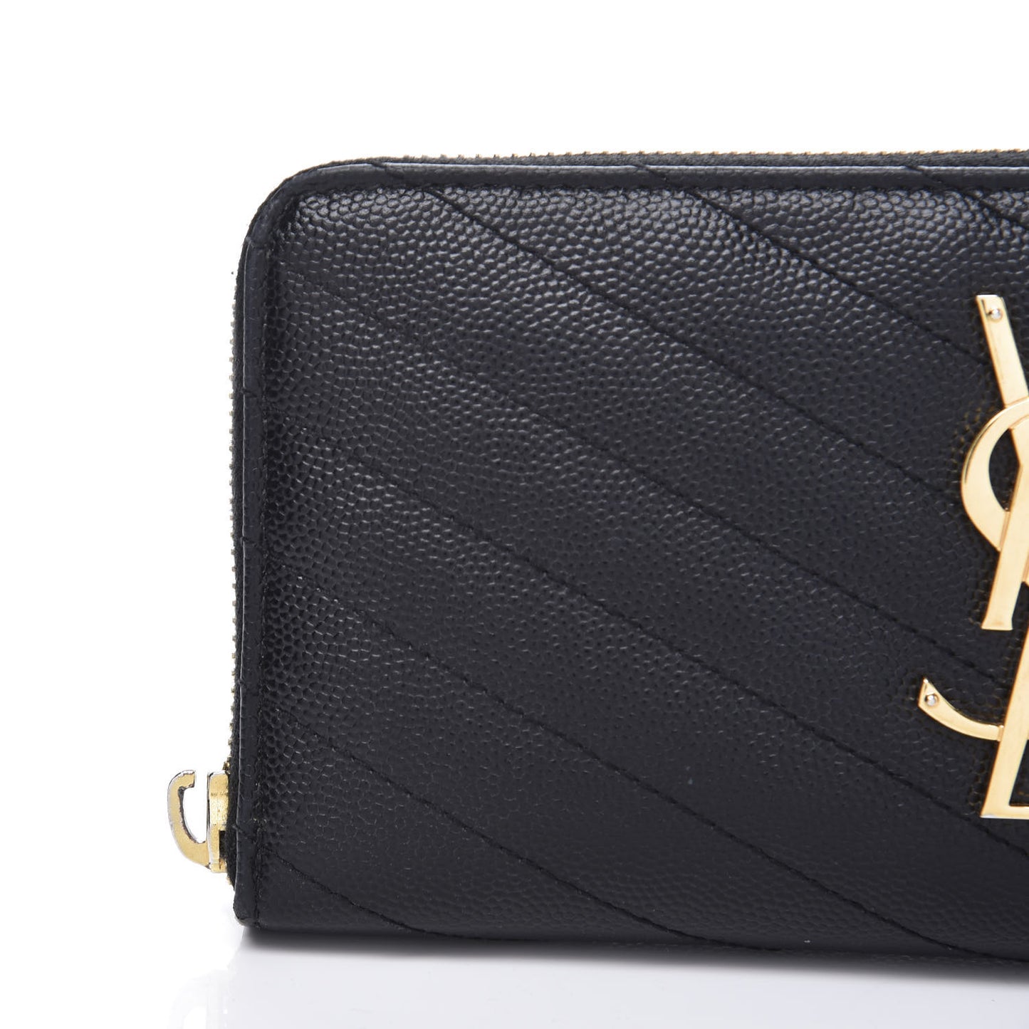Grain De Poudre Matelasse Chevron Monogram Zip Around Wallet Black