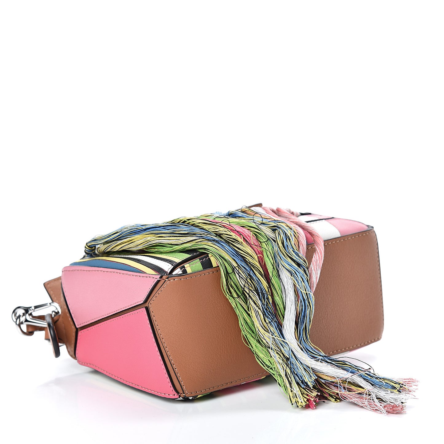 Calfskin Mini Fringe Puzzle Bag Pink Multicolor