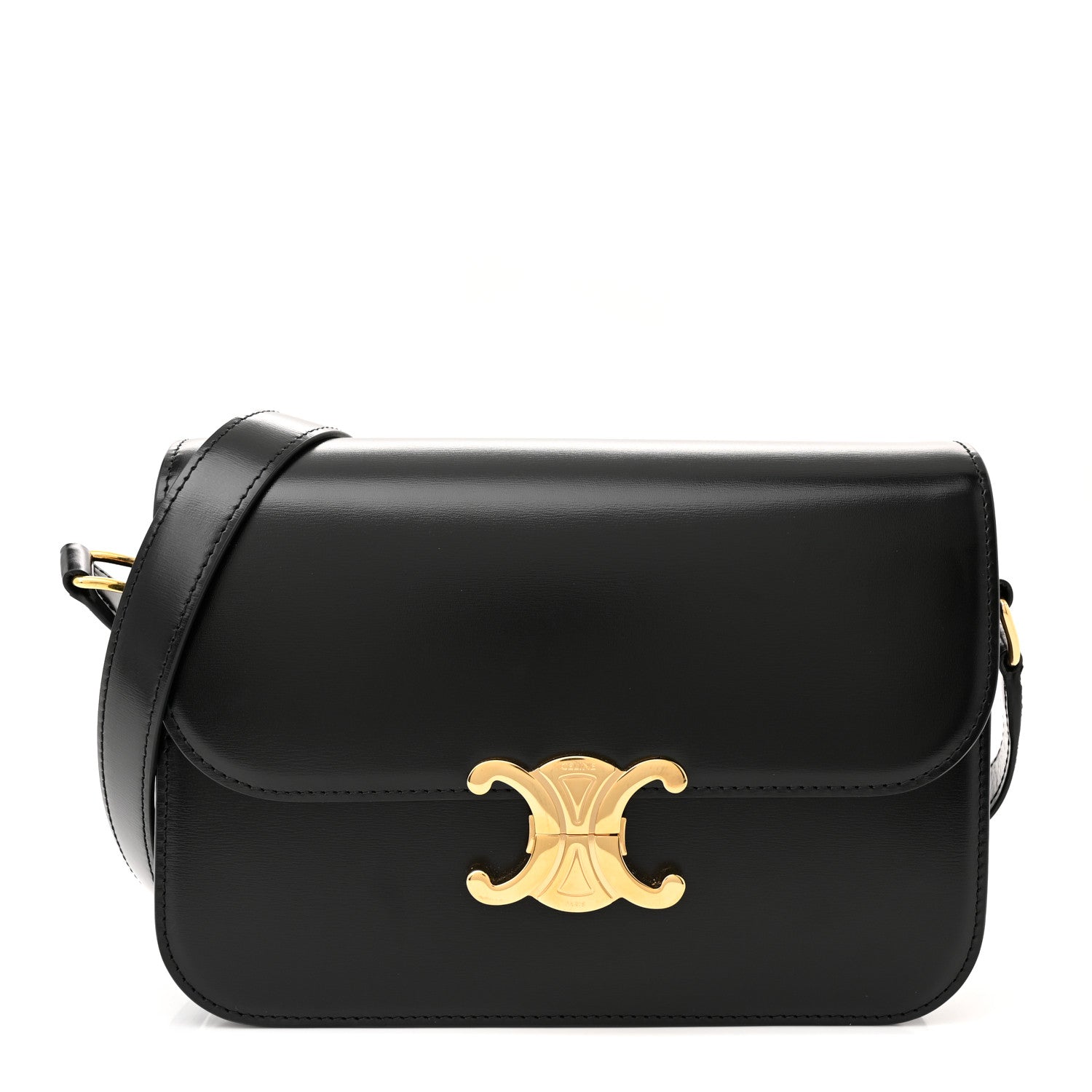 Celine Shiny Calfskin Medium Triomphe Black 1 of 12
