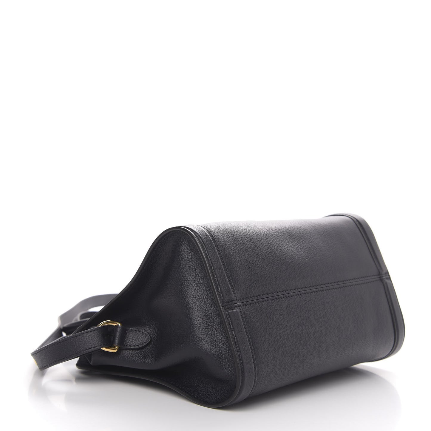 Pebbled Calfskin Small Skull Padlock Zip Around Tote Black