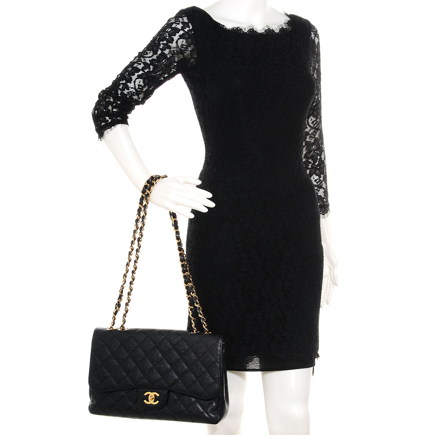 Chanel Caviar Jumbo Single Flap Black 2 of 8
