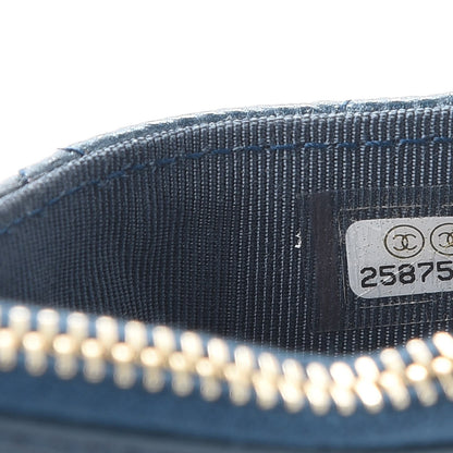 Chanel Metallic Caviar Quilted CC Zip Card Holder Dark Blue 7 of 8