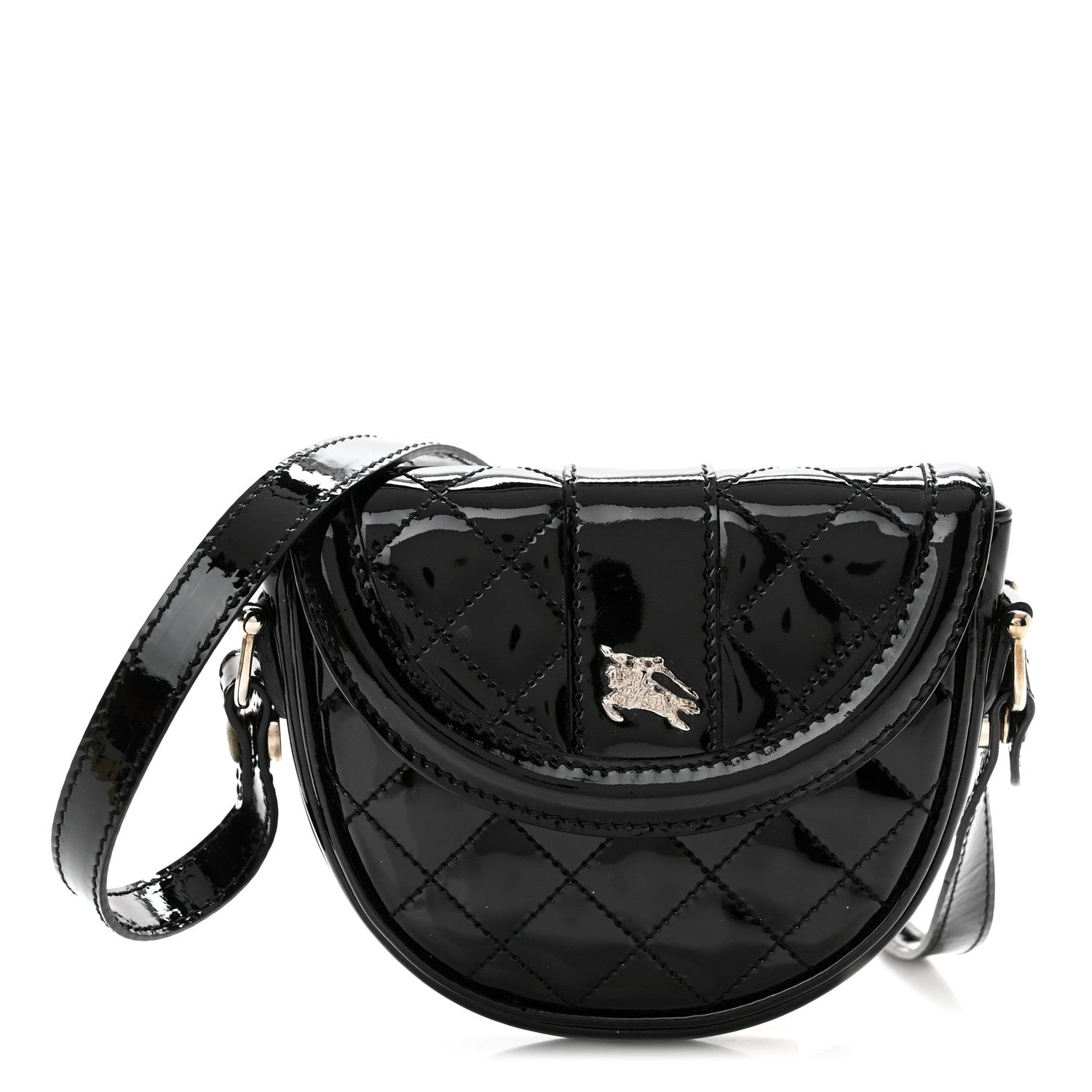 Burberry Patent Calfskin Quilted Mini Crossbody Bag Black 1 of 11