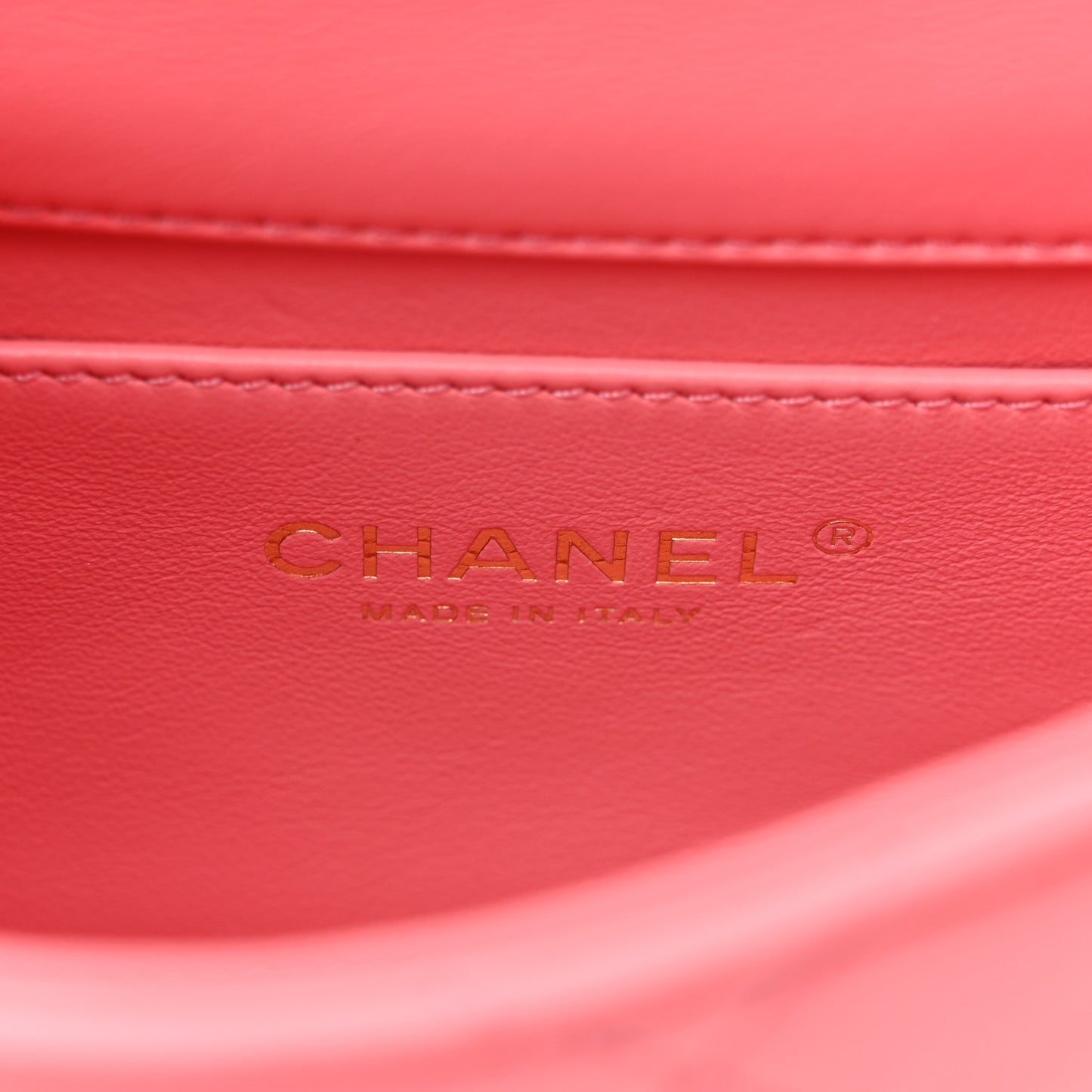 Lambskin Enamel Quilted Pending CC Mini Square Flap Pink
