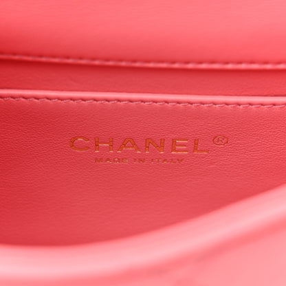 Chanel Lambskin Enamel Quilted Pending CC Mini Square Flap Pink 6 of 10