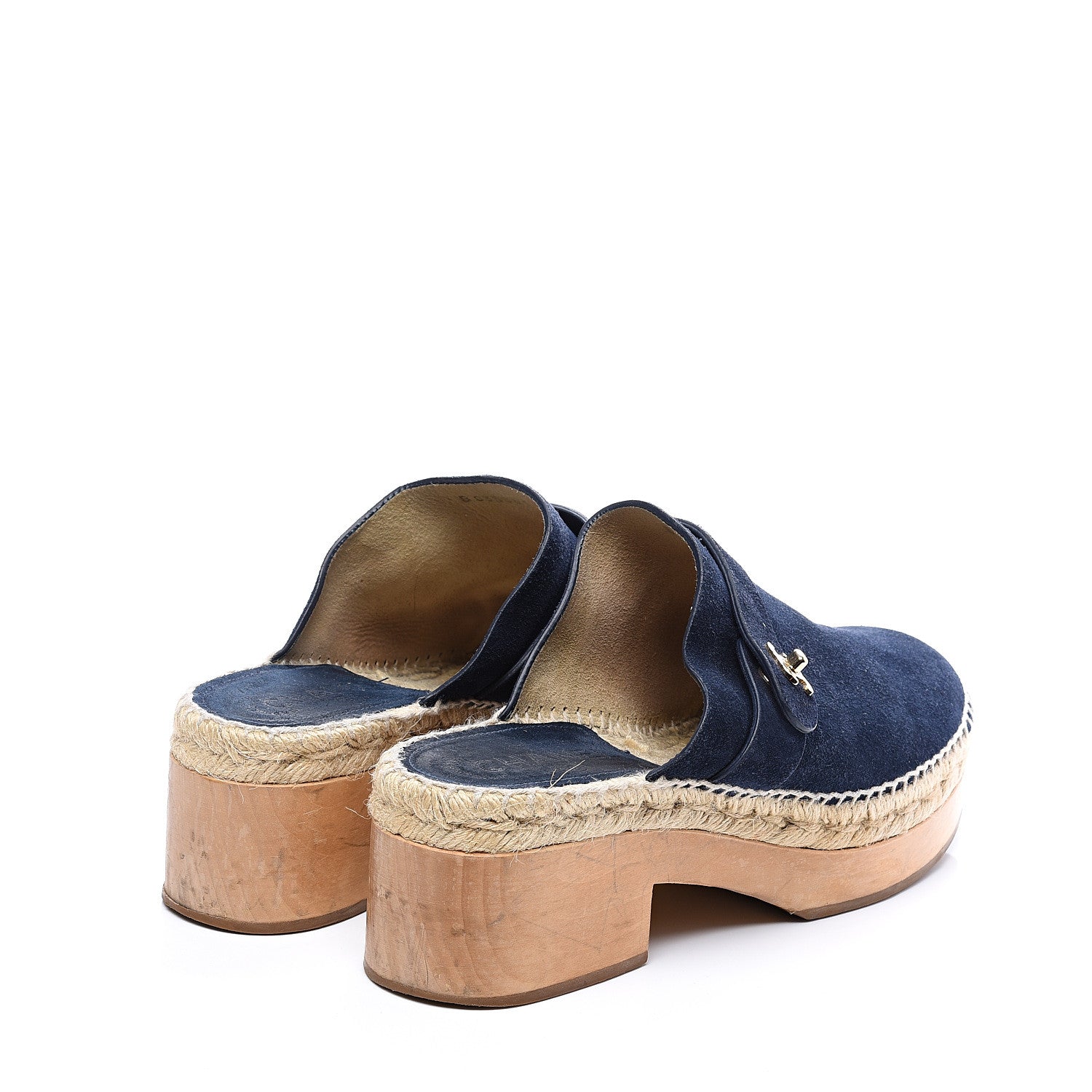 Chanel Suede Calfskin CC Turn Lock Clog 40 Navy 4 of 10