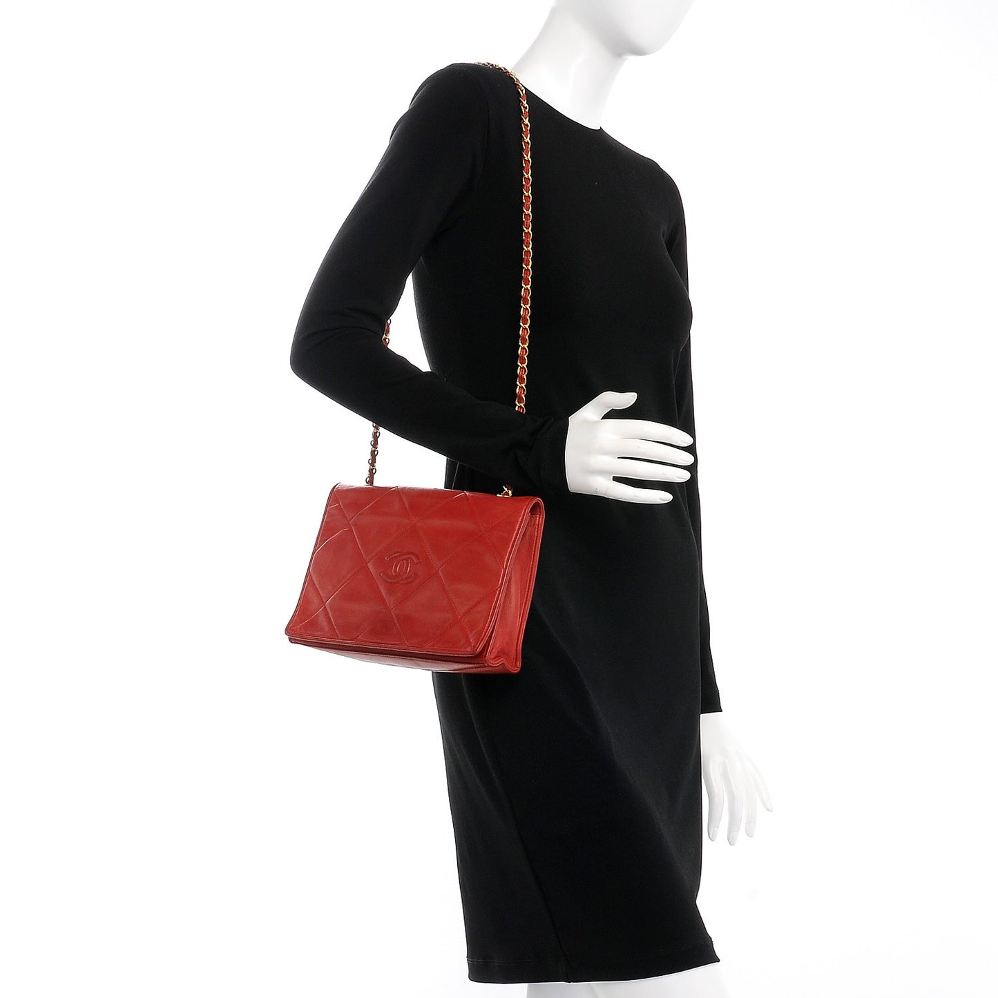 Lambskin Quilted Small Single Flap Red