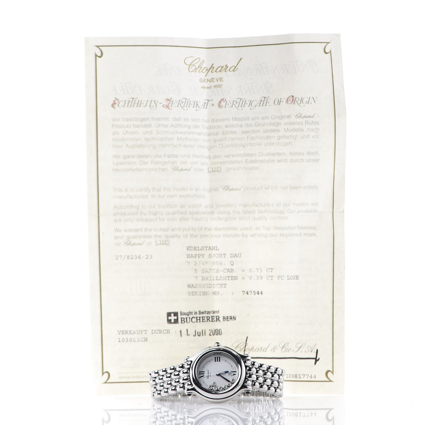 Stainless Steel 7 Diamond 32mm Happy Sport Quartz Watch