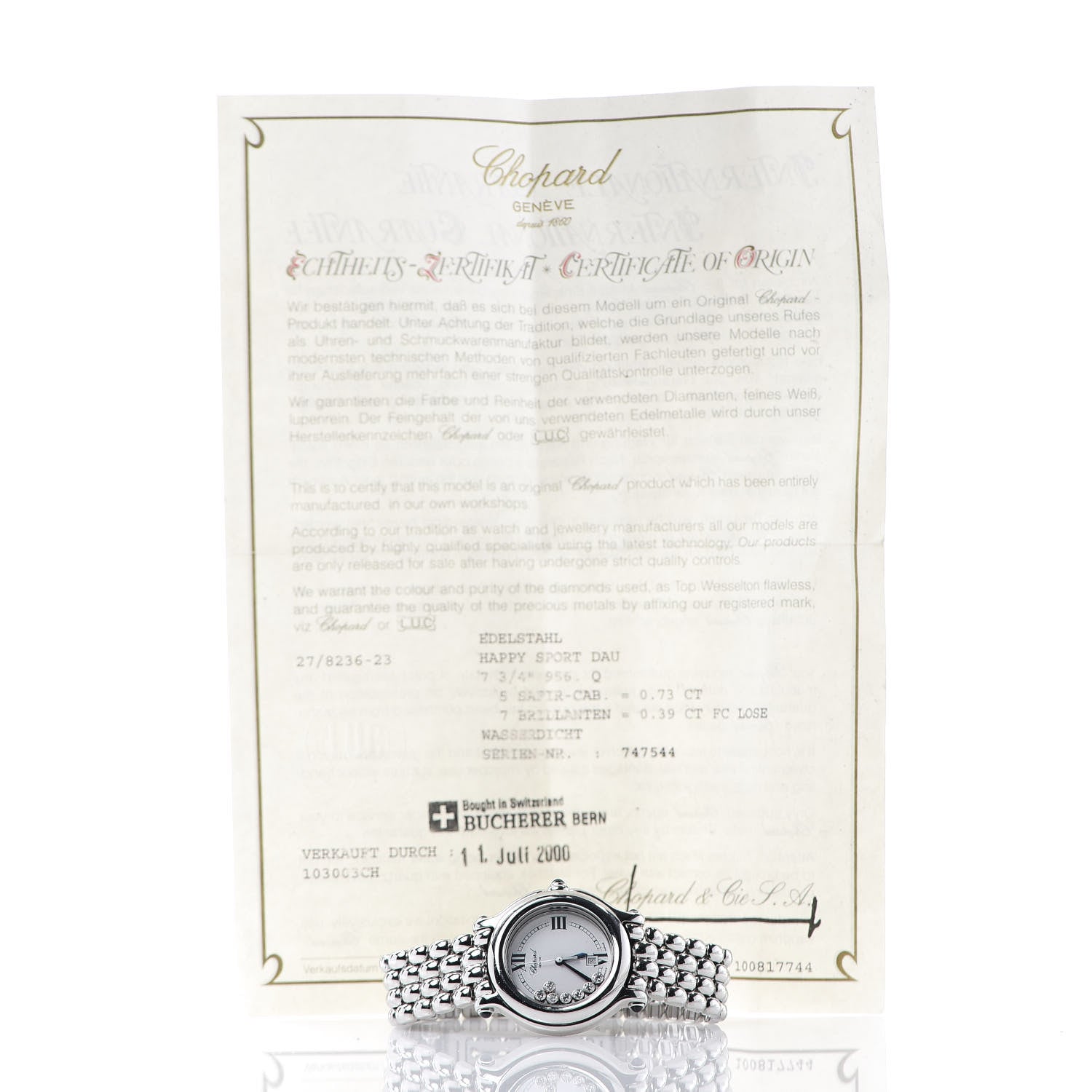 Chopard Stainless Steel 7 Diamond 32mm Happy Sport Quartz Watch 6 of 6