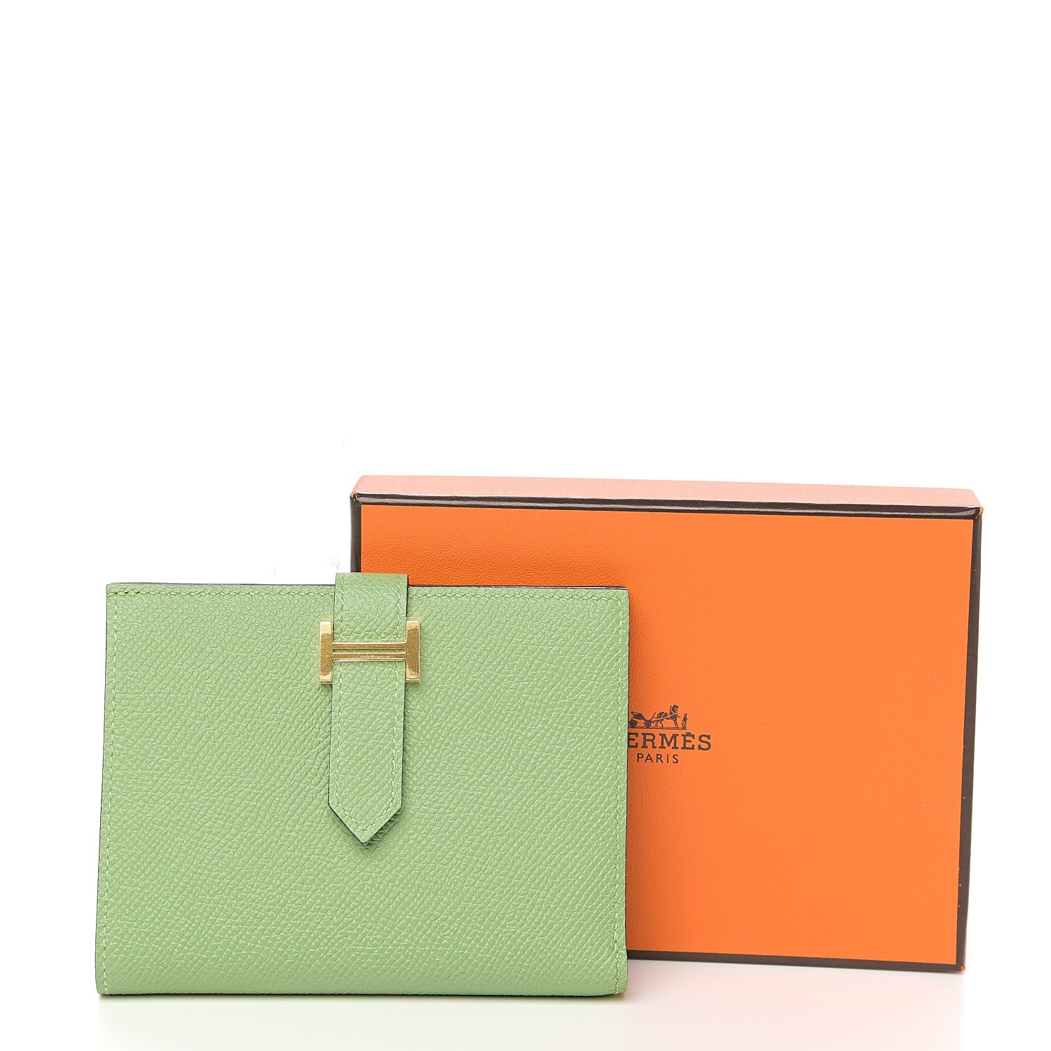 Hermes Epsom Verso Bearn Compact Wallet Vert Criquet Bleu Brume 7 of 7