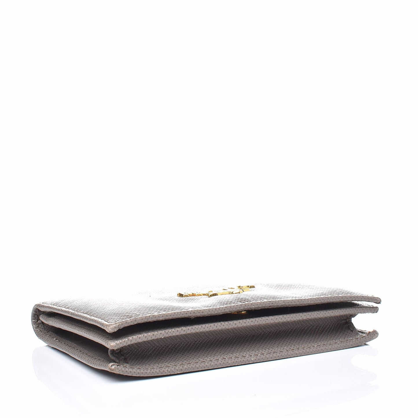 Saffiano Metal Bi-Fold Card Holder Wallet Argilla