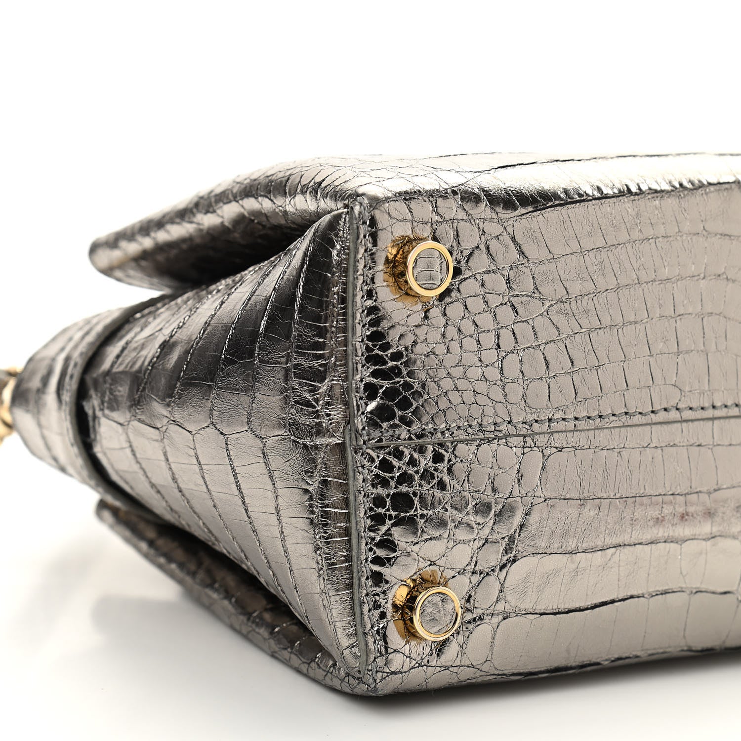 Nancy Gonzalez Metallic Crocodile Mini Cristie Satchel Anthracite 12 of 13