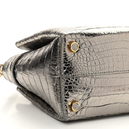 Nancy Gonzalez Metallic Crocodile Mini Cristie Satchel Anthracite 12 of 13
