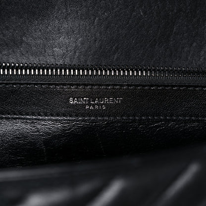 Saint Laurent Sheepskin Matelasse Chevron Monogram Monochrome Large College Satchel Black 6 of 13