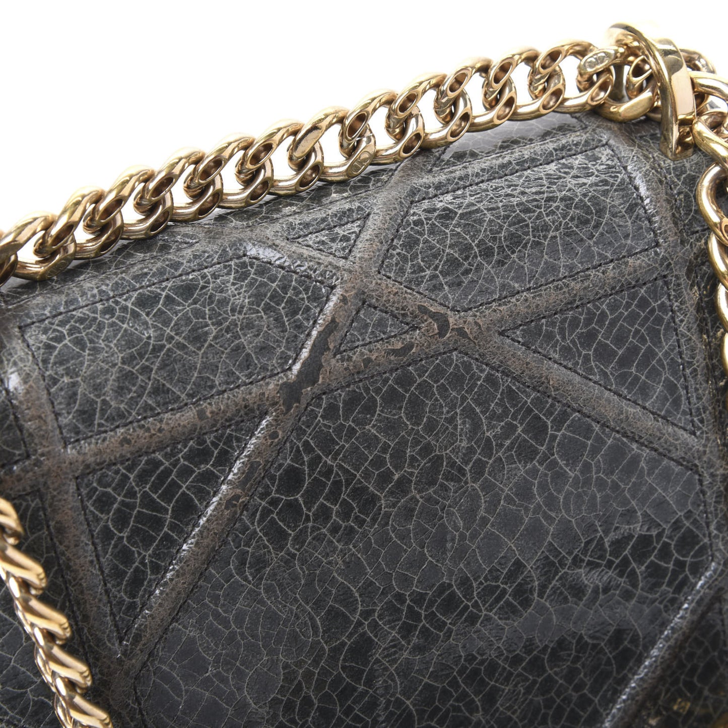 Ceramic Effect Deerskin Diorama Club Bag Dark Grey