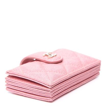 Chanel Iridescent Caviar Quilted Gusseted Card Holder Pink 3 of 9