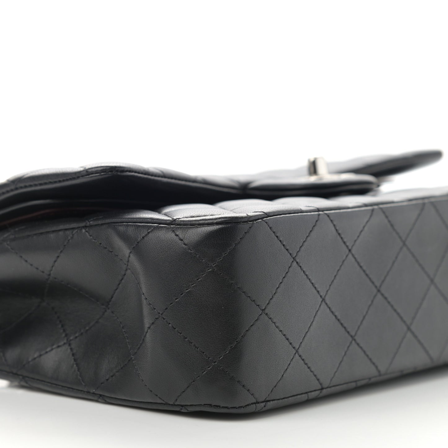 Lambskin Quilted Medium Double Flap Black