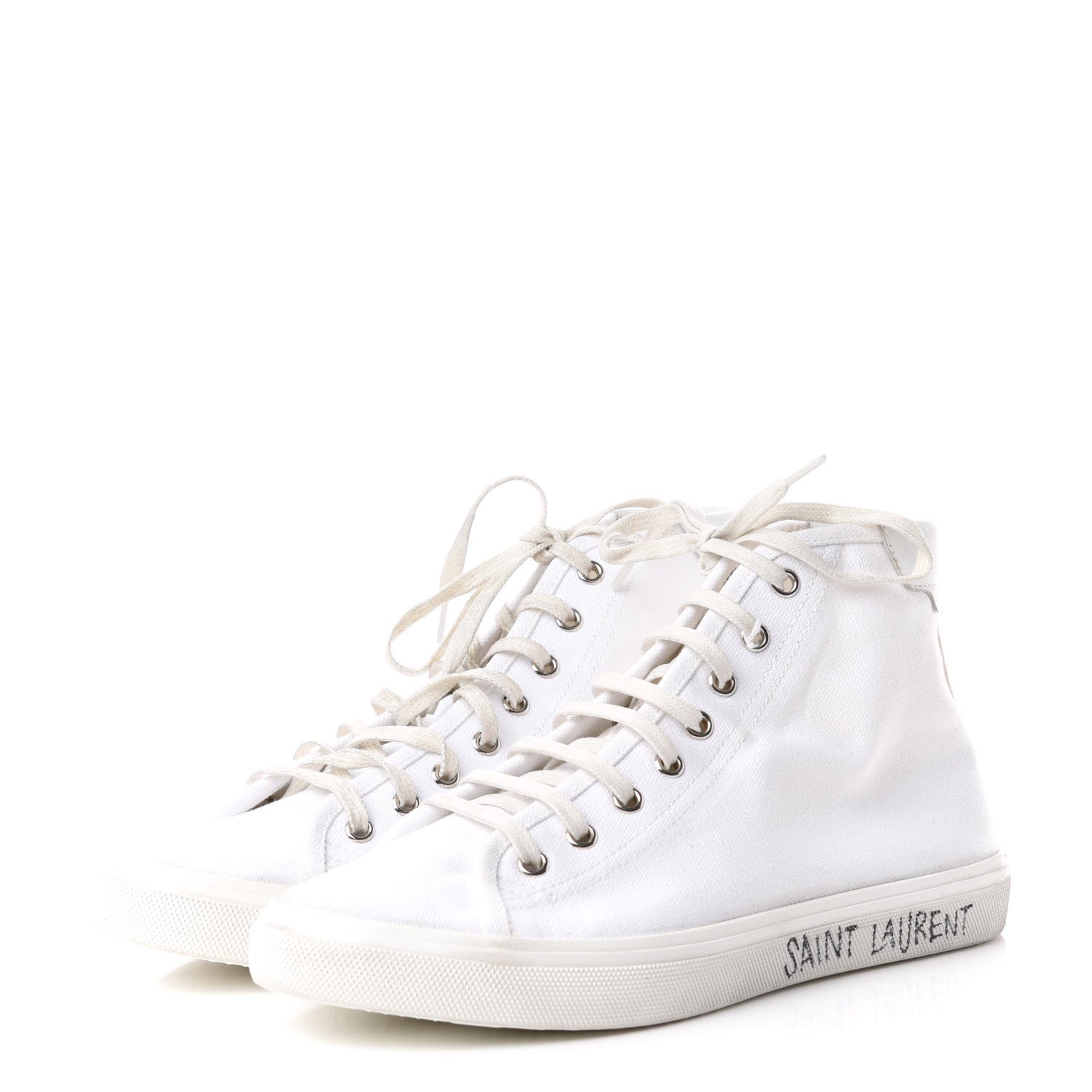 Saint Laurent Canvas Womens Malibu High Top Sneakers 38 Optic White 3 of 11