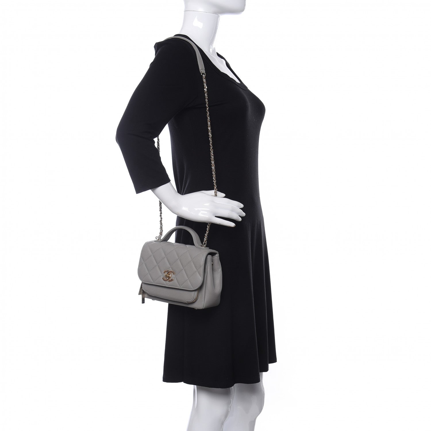 Chanel Caviar Quilted Small Business Affinity Flap Grey 2 of 10