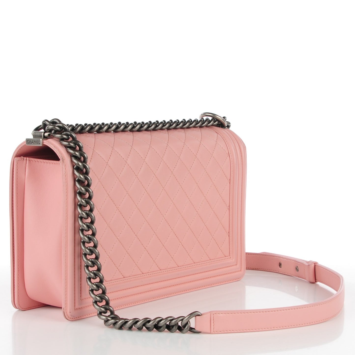 Lambskin Quilted New Medium Boy Flap Light Pink