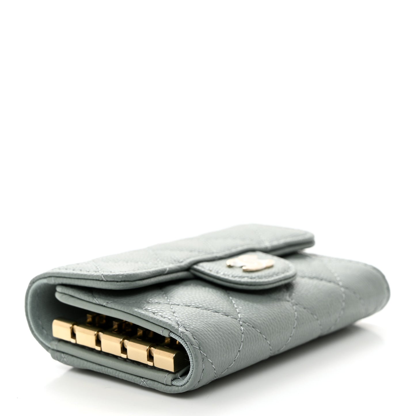Caviar Quilted Classic 4 Key Holder Wallet Grey