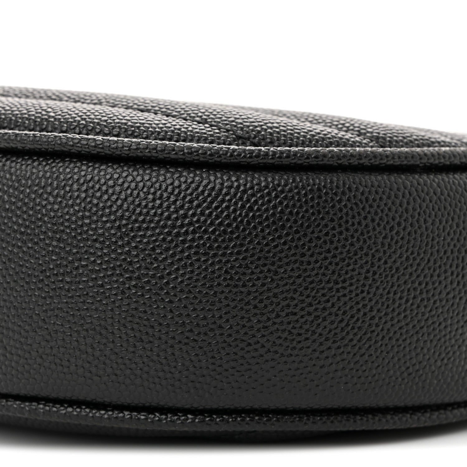 Saint Laurent Grain De Poudre Matelasse Chevron Quilted Round Vinyle Camera Bag Black 10 of 10