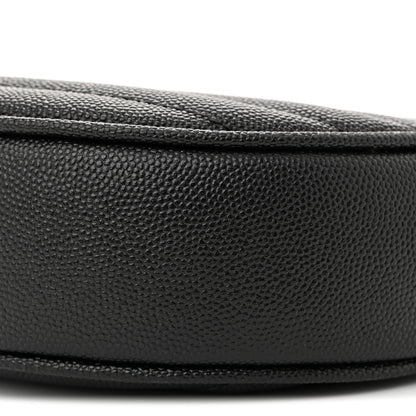 Saint Laurent Grain De Poudre Matelasse Chevron Quilted Round Vinyle Camera Bag Black 10 of 10